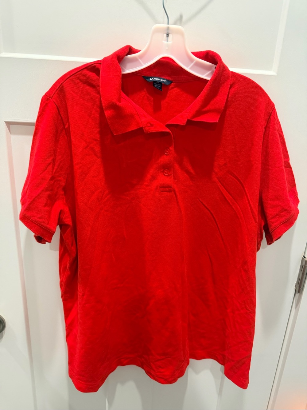 Lands End Red Polo Shirt 2X 20W-22W Plus Size Classic Fit Cotton